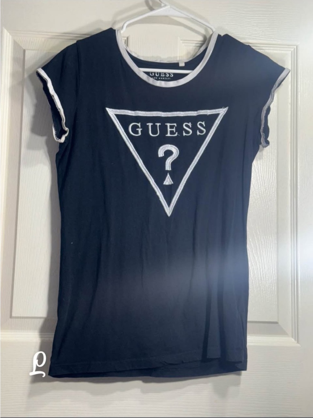 Guess Black Short-Sleeve Logo Tee with White Trim